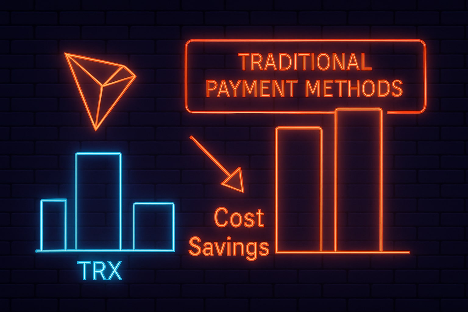 Comparison chart showing transaction fees between TRX and traditional payment methods with cost savings highlighted